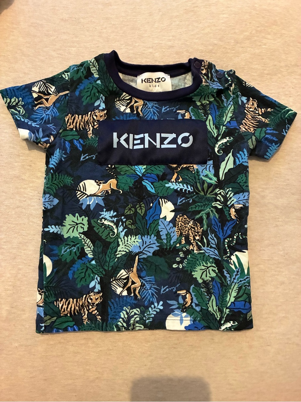 KENZO Kids Jungle Print Tee - Blue, Green & Black